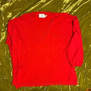 Red Vintage V-Neck Sweater